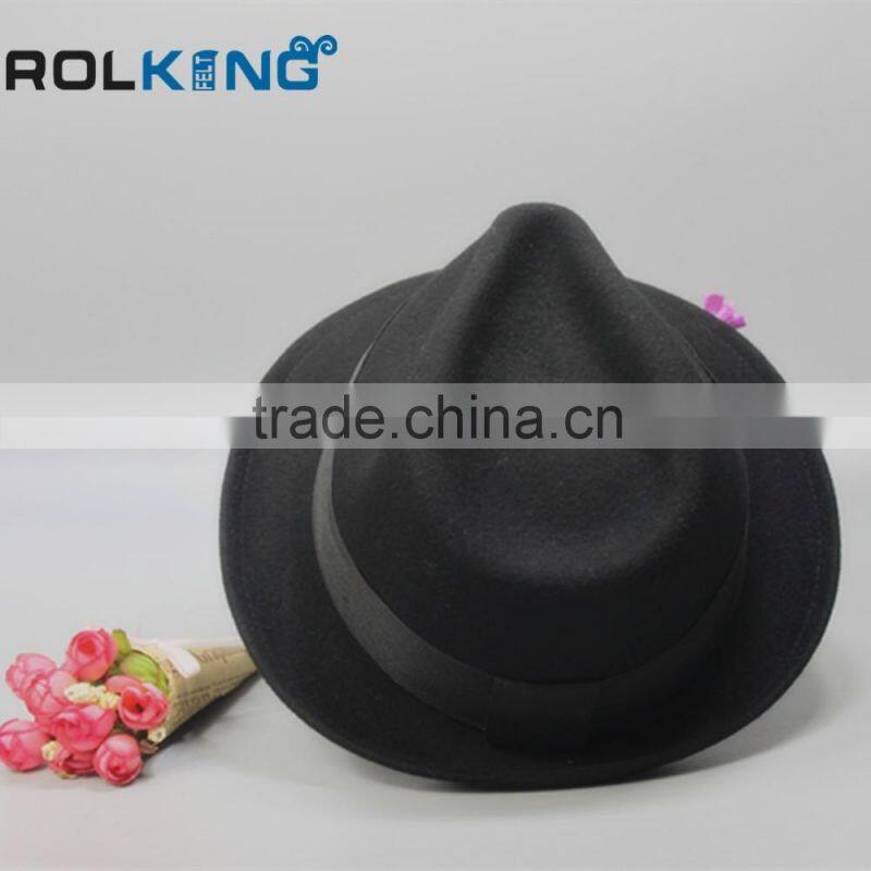 Popular Mens Black Wool Felt Fedora Hat