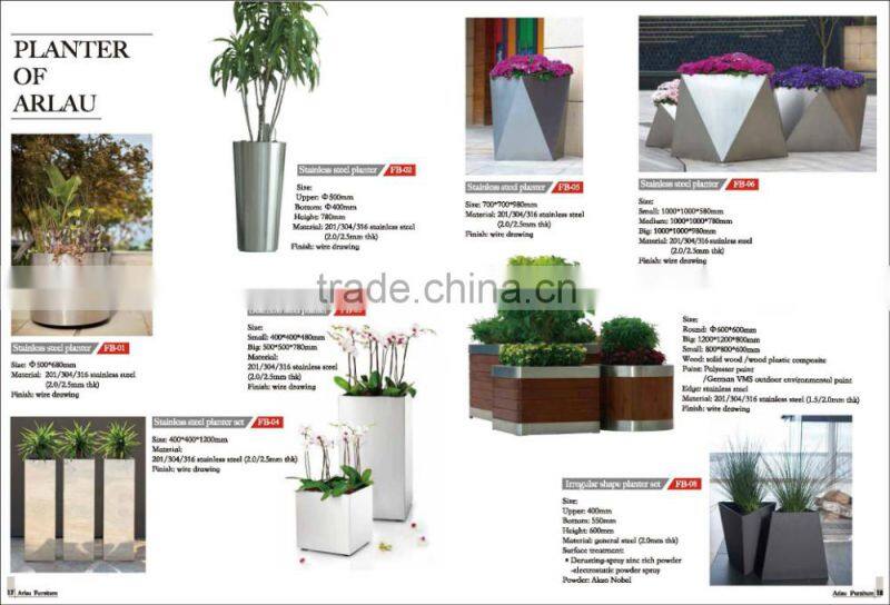 Public round metal flower planter box metal flower pot