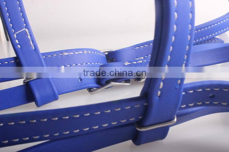 PVC coated webbing horse bridle with double noseband