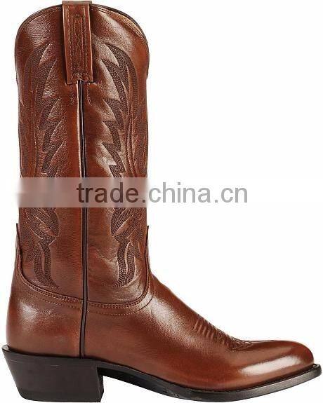 black tan brown cowboy calfskin leather handcrafted lone stars calf western boots wholesale