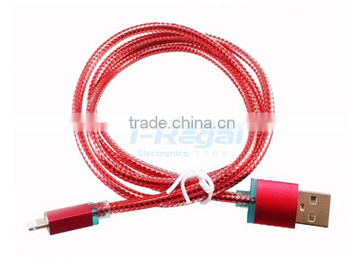 Popular colorful crystal nylon braided usb cable