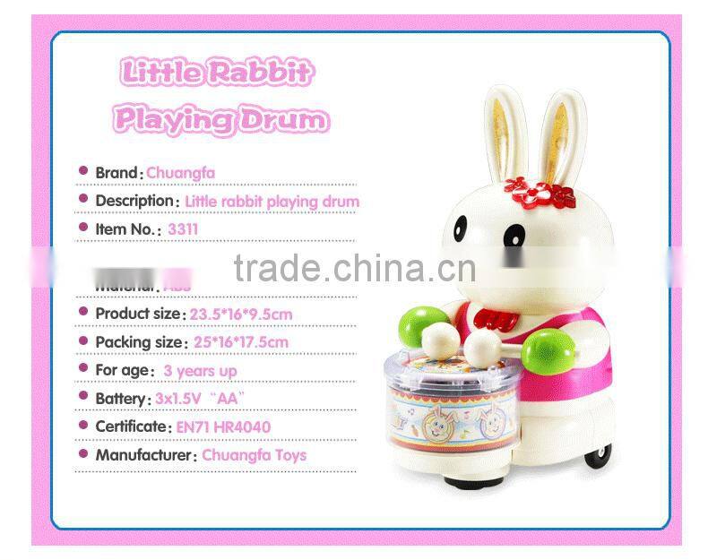 Electric bear play drum with light & music plastic bear toys for kids