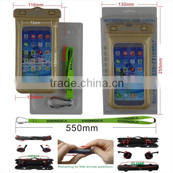 2016 New Product For Iphone 6 Waterproof Mobile Phone Case/ Phone PVC Waterproof Dry Bag For Swimming