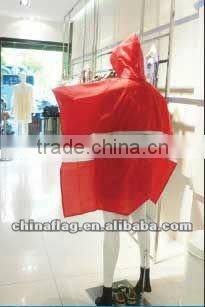 Waterproof Red color advertising Poncho,Popular Raincoats for sport flag