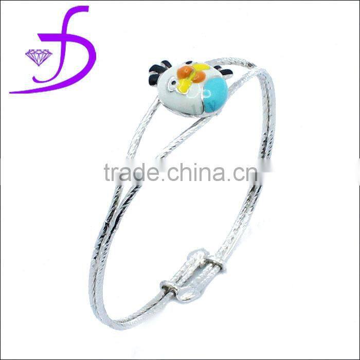 925 Sterling Silver Imitation Jewellery Fashion Enamel Bird Bangle