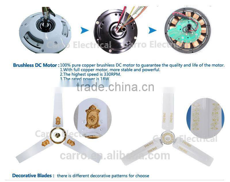 low price 56inch 12v dc battery powered solar ceiling fan