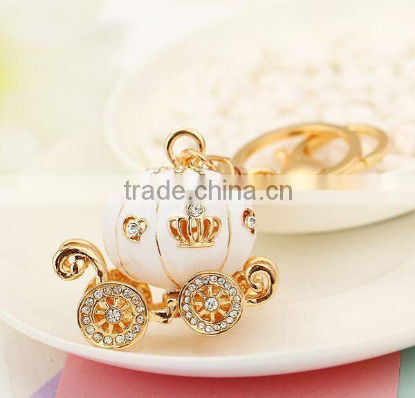 2014 Fashion Drip Rhinestone Mini Pumpkin car Keychain , Bag Pendant ZTKC-189