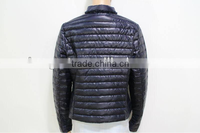 2014 Winter Padded Jacket Women Garment Long-Sleeve Dark Blue Down Jacket Trimmed With Laces