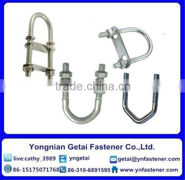 U shape bolts with Type1,2,3, DIN933/931 H.D.G / Galvanized with black /yellow zinc plated/blue white