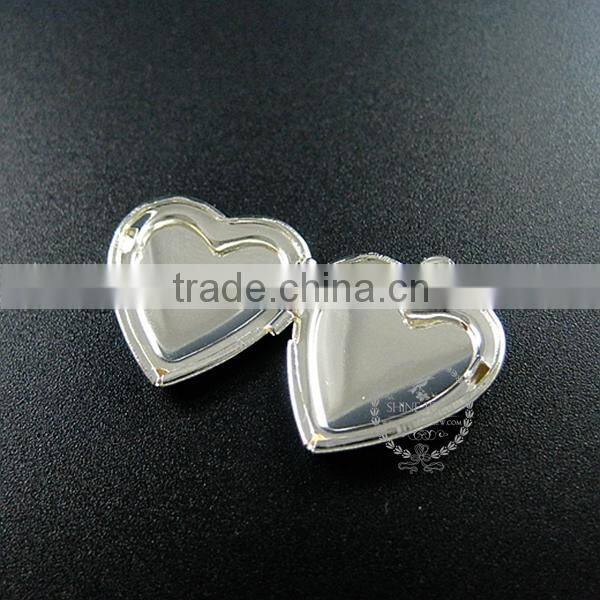 20MM silver plated brass lovers' heart locket pendant charm,vintage heart love photo locket 1132010