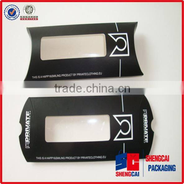 New design paper box with window custom paper pillow box with logo print small pillow box
