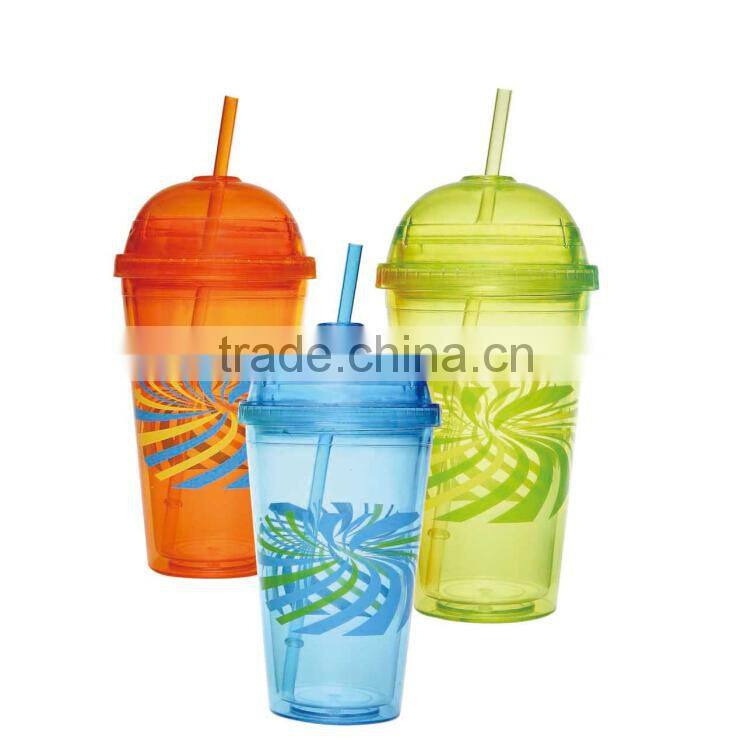 2015 New 16oz plastic double wall frosty cups BPA free