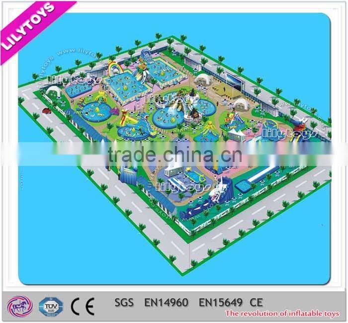 Standard design giant inflatable ground park, inflatable amusment park, water park equipment