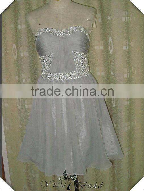 PP2524 Real Sample Bridesmaid Chiffon Beaded Short Bridesmaid Dress 2014