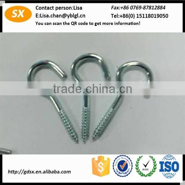 Dongguan fastener manufacturer decorative metal hooks/various screw hook/SS304 metal loop hook