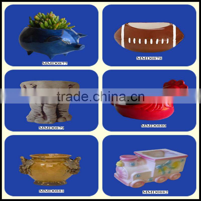 Ceramic chicken glazed plant pot