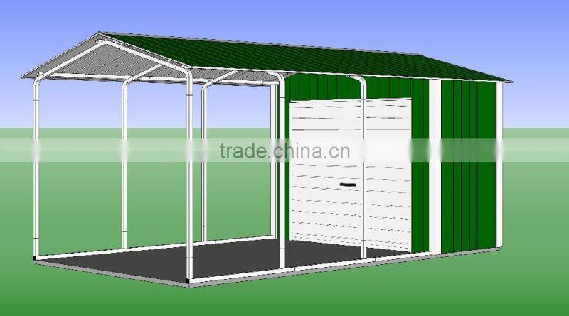 steel frame steel carport with storage room building