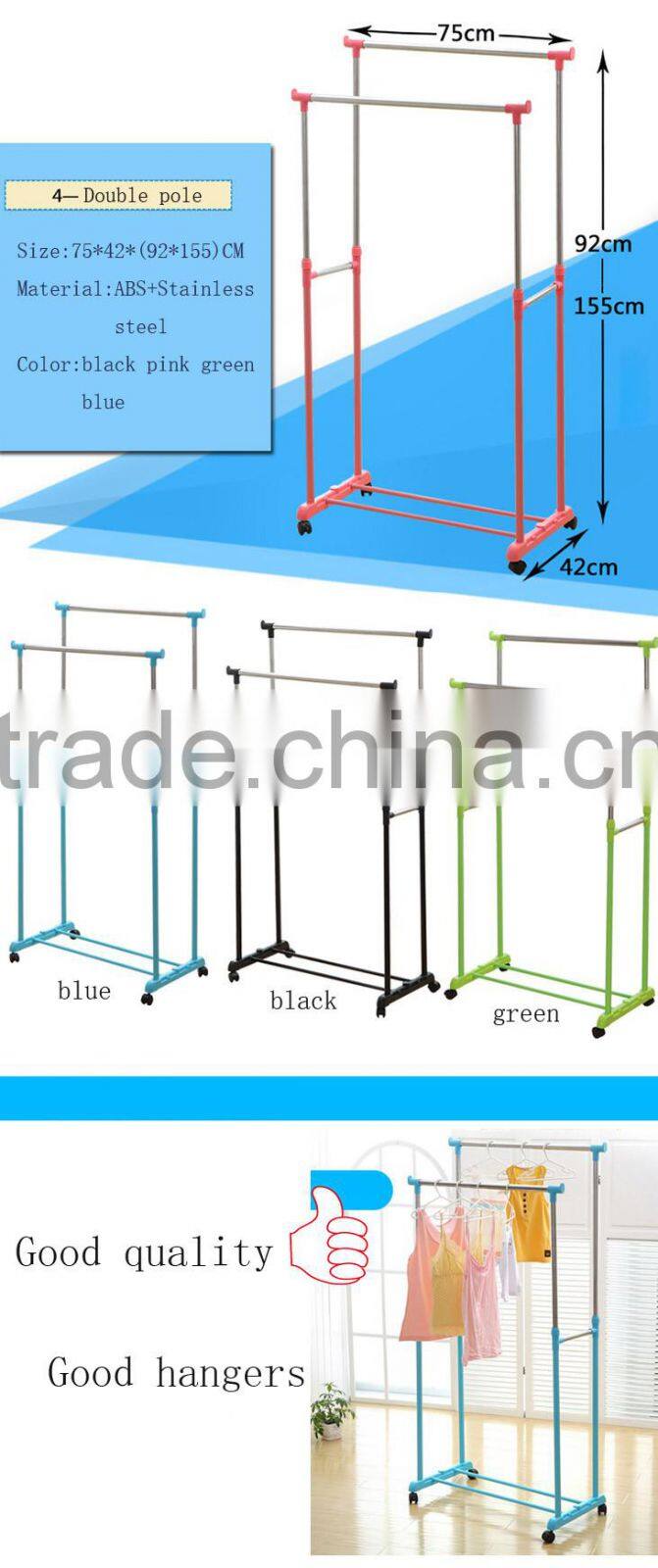 Double pole Indoor Folding Clothes Drying Rack Laundry Dryer Hanging Hanger Organizer Home