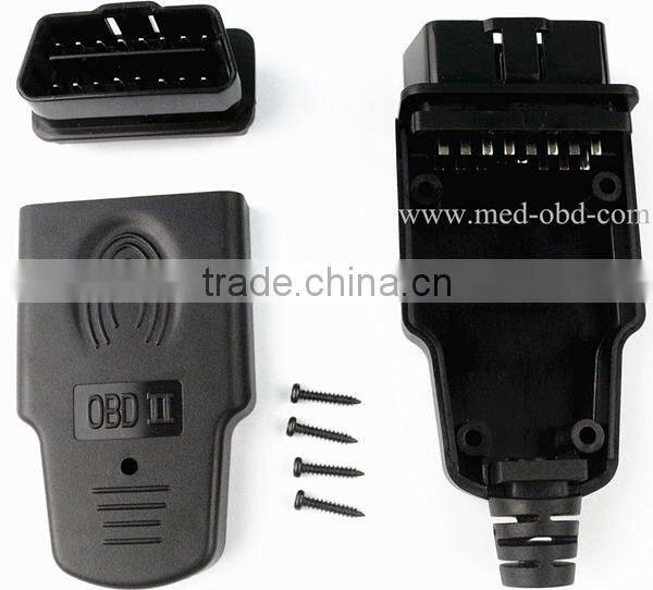 Black OBD2 Connector J1962 Male Plug with Enclosure and Cable Relief