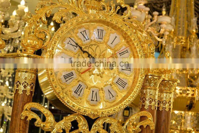 Home Luxury Decoration Antique 24K Gold Plated Floor Clock,Grandfather Clock, Made of Copper&Marble