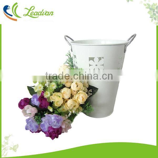 Large galvanized metal antique hollow out large metal table flower vase