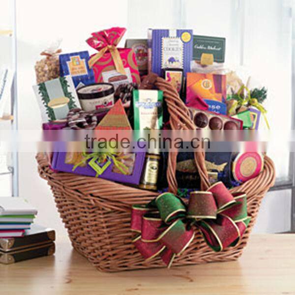 Unique eco-friendly wicker handle gift basket