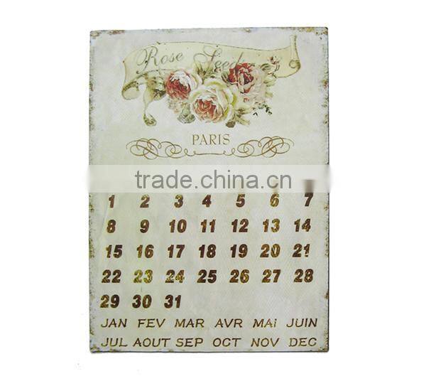 Retro Metal Sign Tin Sign Calendar Floral Metal Sign Wall Plaque