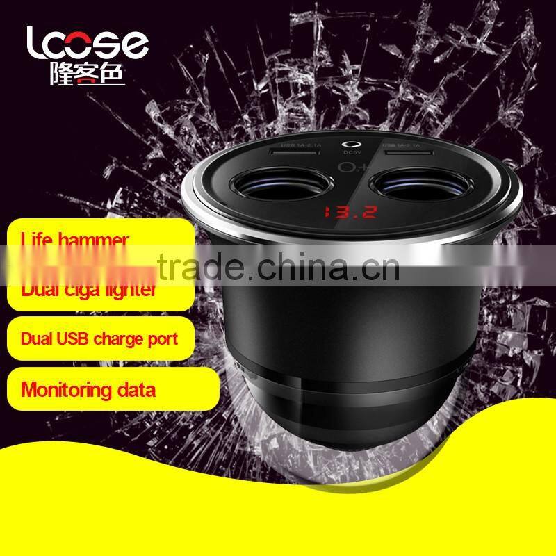 2017 Double Fashionable and High quality car cigarette lighter socket usb power socket with Convenient