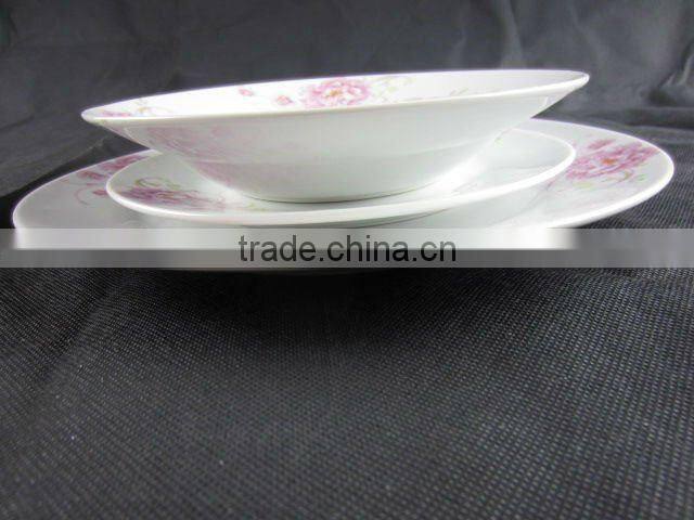 12 pcs dinnerware set with flower pattern decal