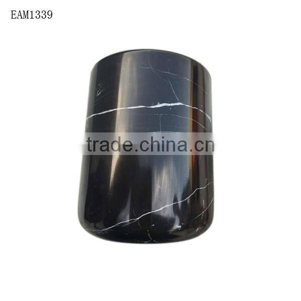 Hign quality natural stone glossy marble candle jars with lids for container holder home decor