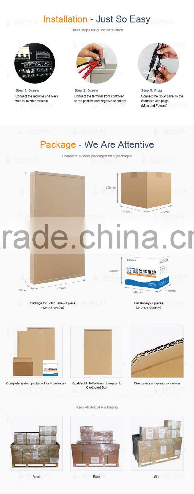 BESTSUN BFS-800W solar panel 4 pcs 200w mono solar system kit with best quality and low price