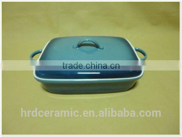 porcelain ovenware with handles Square shape ceramic bakeware with lid
