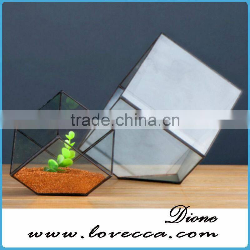 Lovely Various Size Flowers Artificial Wedding Metal Copper Glass Terrarium/Geometric Glass Terrarium Metal