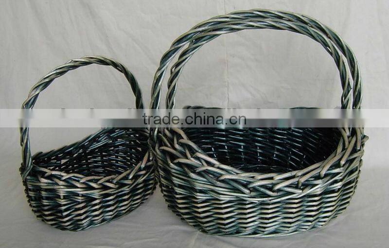 new hot handmade round shaped wicker storage baskets, wicker laundry basket with handles