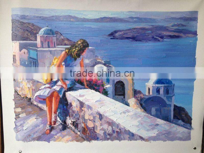 Handmade Aegean Sea Oil Painting on Canvas