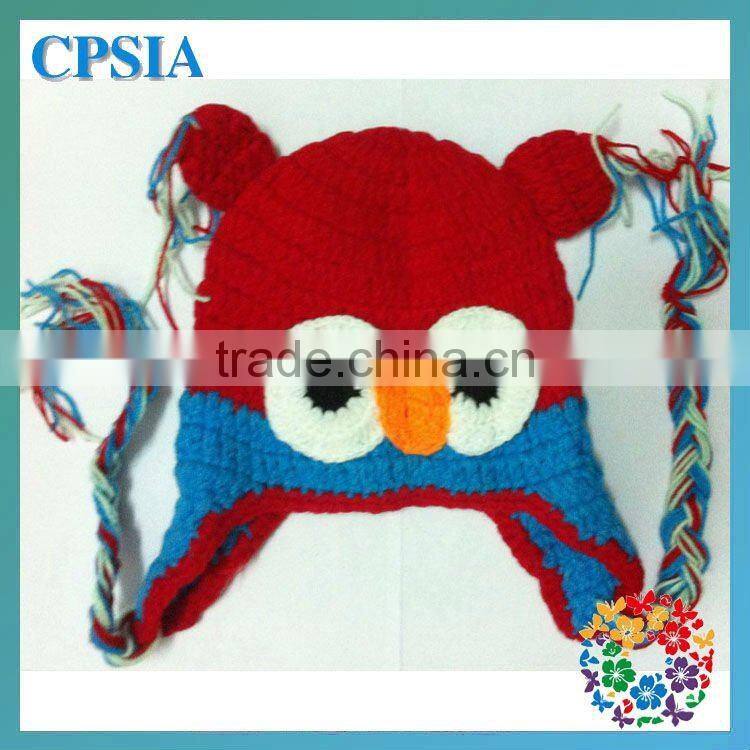 the new handmade baby hat with ears cute knitted owl pattern wool hats