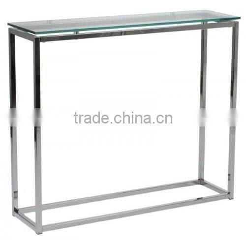 Console Table in Stainless Steel base and tempered Glass top