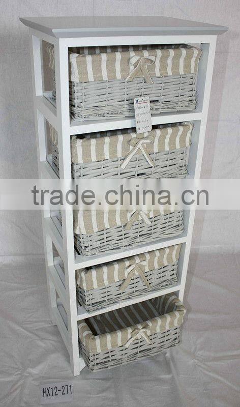 Wooden storage chests with 3 wicker Drawers