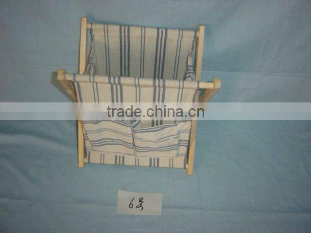 vogue folding wooden laundry basket with cotton bag