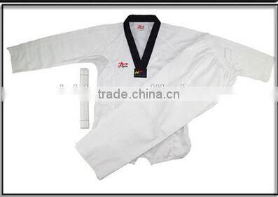 OEM red black V neck 100% cotton taekwondo uniform all sizes