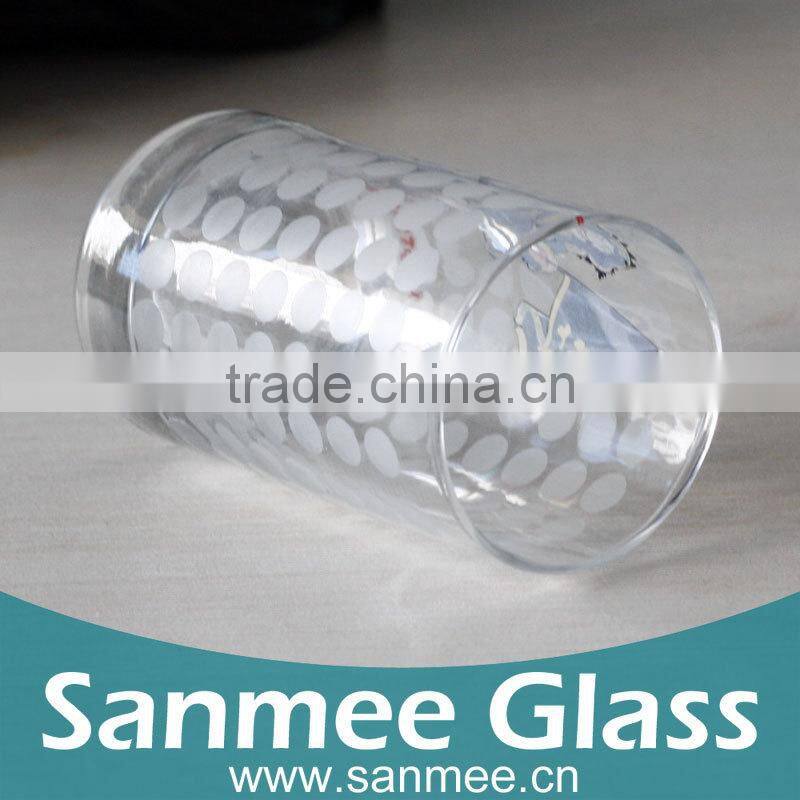 Machine Made Water Glass Cup With Printing Designs For Juice&Water