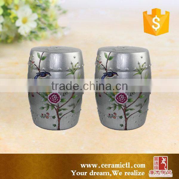 Silver color chinese cermaic barrel stool