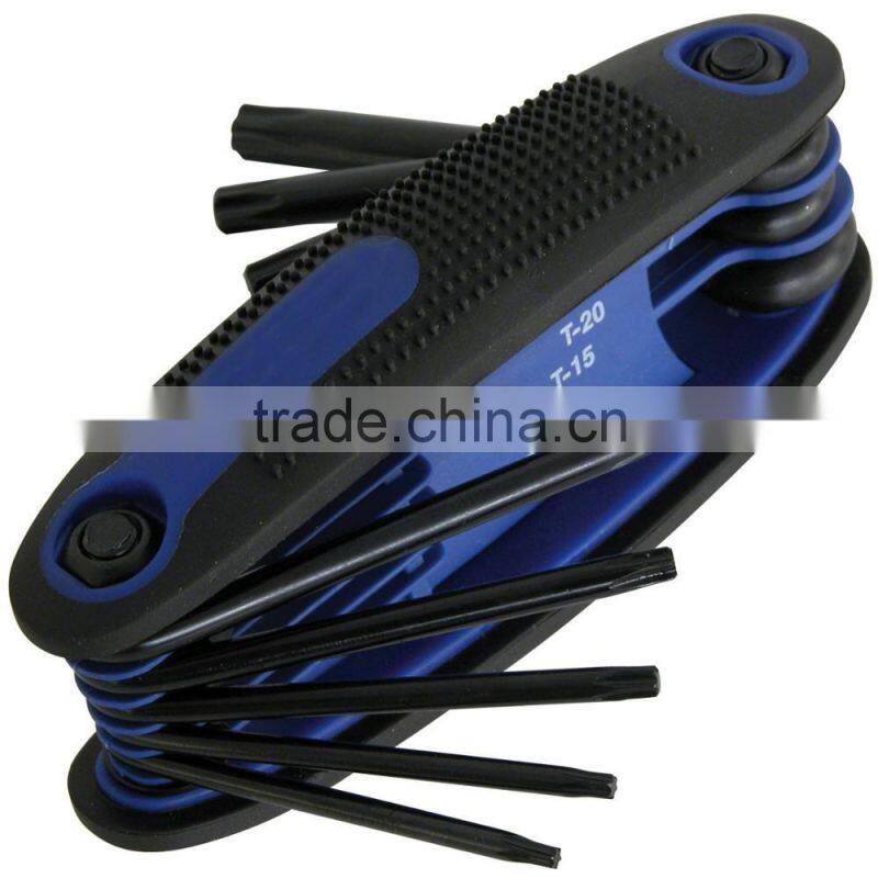 Hand tool double blister pack Black oxide finish carbon steel material Folding Torx Key allen Wrench Set