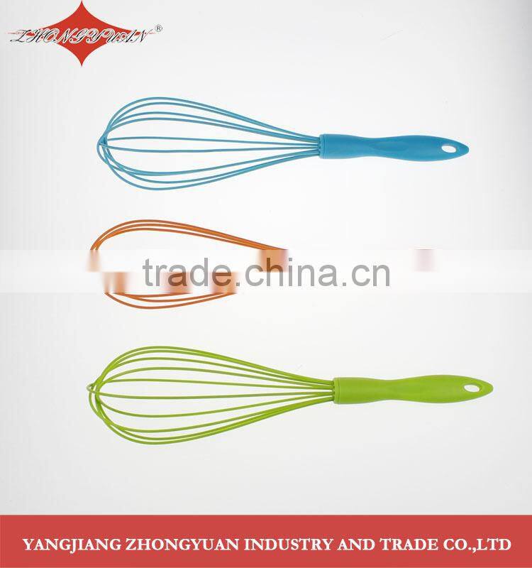 8.5-inch silicone coated wires egg whisk with stainless steel handle