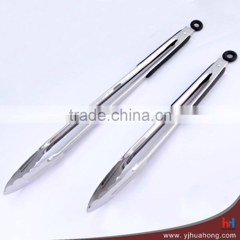 Mirror Full Stainless Steel BBQ Serving food Tongs (HFT-SS01E)