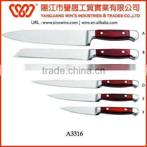 A3137 Hot Sale Stainless Steel Blade Knife Set with Pakkawood Handle