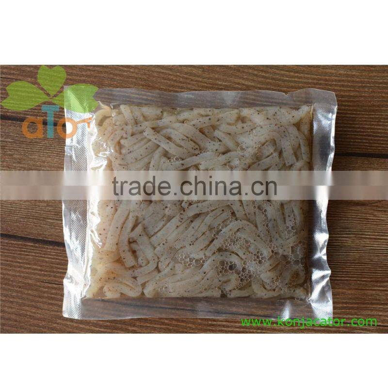Vegan food diet precooked konnyaku/konjac shirataki pasta with seaweed