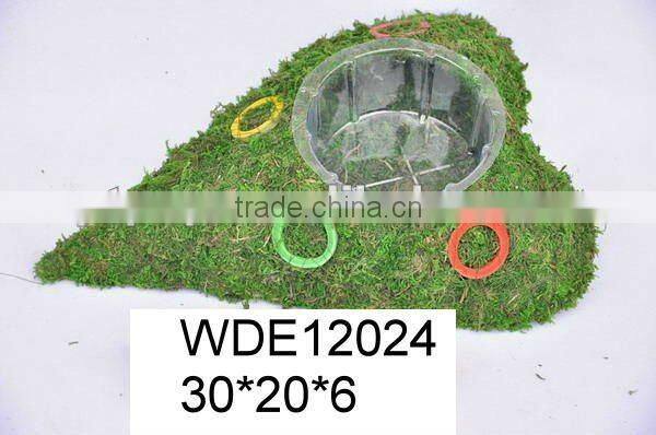 bark water can planter flower pot with moss decoration