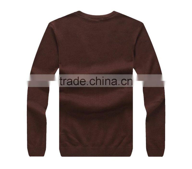 100% fine wool men's brown pattern knitwear cardigan