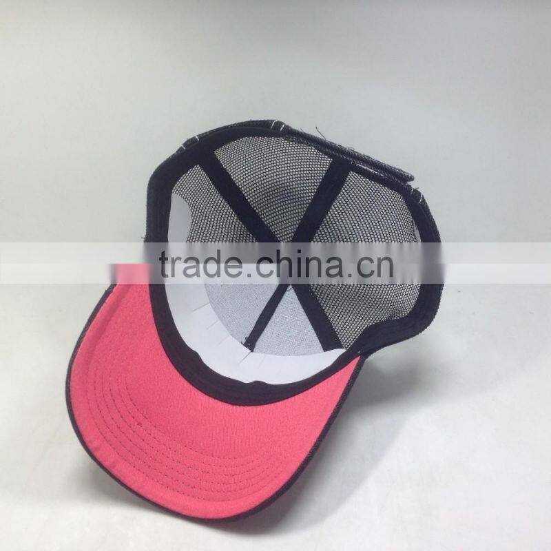 Washed Denim Trucker Hat Custom Embroidery And Woven Label